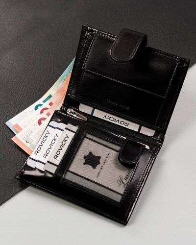 skórzany, duży portfel męski z systemem rfid - rovicky na Arena.pl