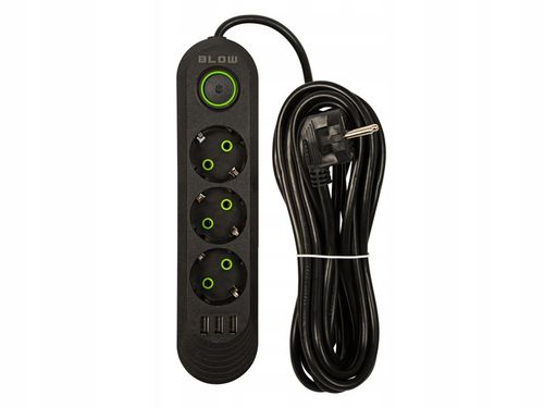 PRZEDŁUŻACZ LISTWA ZASILAJĄCA WŁĄCZNIK 3x USB 3 GNIAZDA 5m na Arena.pl