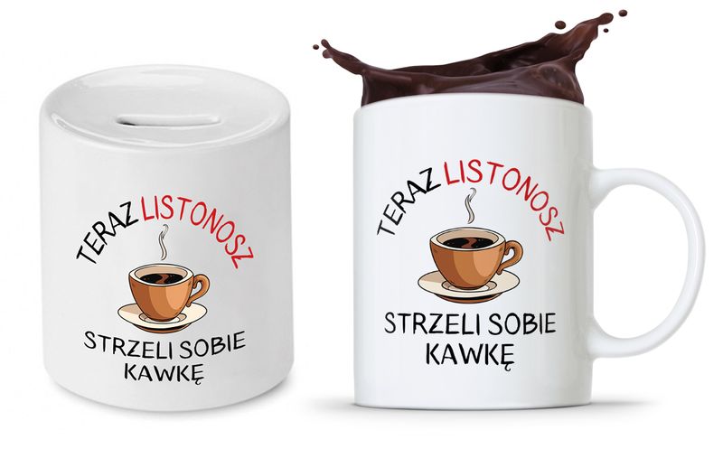 Dla Listonosza Zestaw Kubek + Skarbonka Prezent Z Nadrukiem Ze Zdjęciem zdjęcie 1