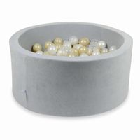 Suchy basen 90x40cm Velvet Soft Jasnoszary z piłeczkami 300szt (przezroczyste, jasnozłote, perłowe)