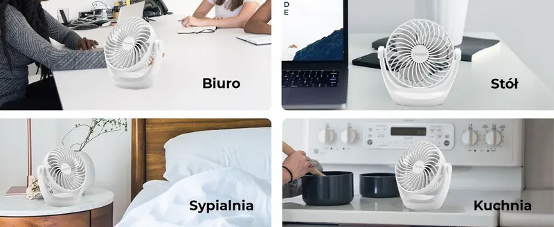 Wentylator stołowy Ocoopa D602 biały USB zdjęcie 3
