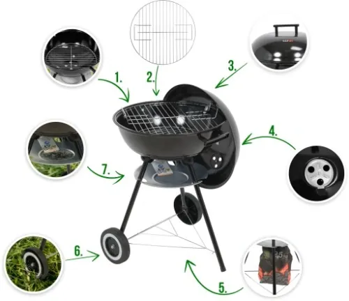 GRILL WĘGLOWY OGRODOWY OKRĄGŁY Z POKRYWĄ POPIELNIK na Arena.pl