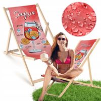 Leżak DRAWNIANY RÓŻOWY z NADRUKIEM WINA BALKONOWY TARASOWY OGRODOWY