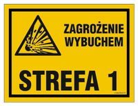 Zagrożenie Wybuchem Strefa 1 300X225 Płyta Żółta Budowlana Znak Wodoodporny