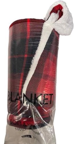 Koc Polarowy W Kratę 220 X 240 Cm Czerwony na Arena.pl