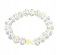 Bransoletka z przezroczystych fasetowanych koralików z przekładką miś