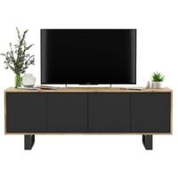 Komoda RTV, NORD, 150x35x53 cm, dąb wotan, czarny, mat | TYLETEGOTU