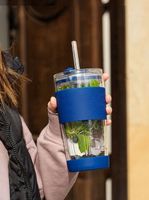 VIALLI KUBEK TERMICZNY SZKLANY FUORI ZE SŁOMKĄ PODWÓJNY KAWY HERBATY 600 ML