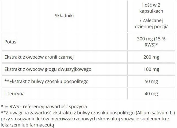 NA CIŚNIENIE 60kaps SKOCZYLAS ARONIA POTAS GŁÓG zdjęcie 2