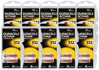 60x BATERIE DURACELL DO APARATÓW SŁUCHOWYCH 312