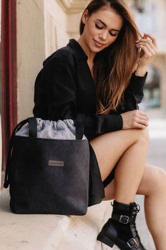 TOREBKA WOREK BAGGAGE EKO SKÓRA ZAMSZ CZARNA na Arena.pl