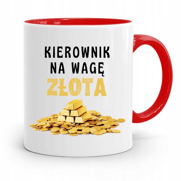 Kubek Czerwony Dla Kierownika Na Wagę Złota Z Nadrukiem Ze Zdjęciem zdjęcie 1