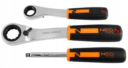 NEO ZESTAW NASADEK PRZELOTOWYCH 1/4" 3/8" 46szt z grzechotkami CrV 10-019 na Arena.pl