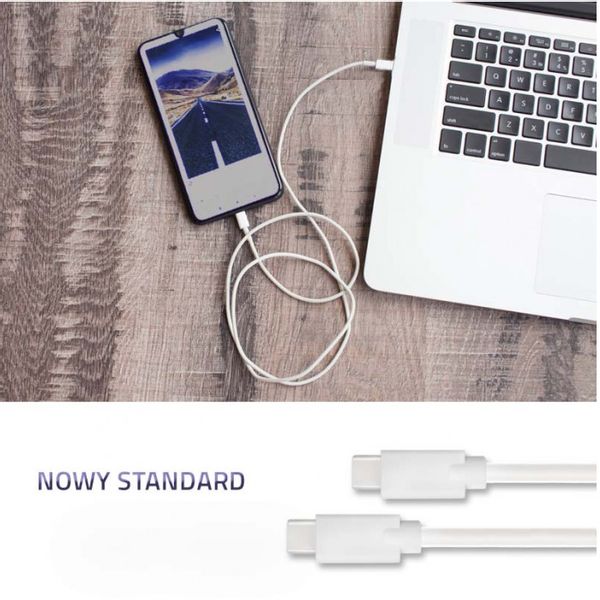 Qoltec Kabel USB 2.0 typ C męski | USB 2.0 typ C męski | 2m | Biały zdjęcie 2