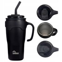 Kubek termiczny ze słomką ustnikiem stal nierdzewna Majestic Sport 650 ml