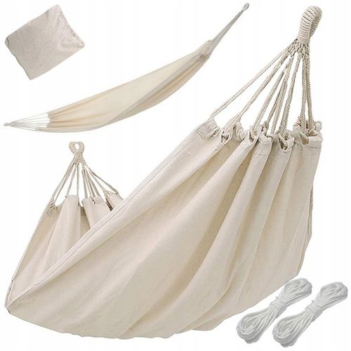 HAMAK OGRODOWY TURYSTYCZNY BOHO MOCNY DWUOSOBOWY 150x260cm TORBA BEŻ na Arena.pl