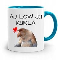 Kubek Błękitny Na Walentynki Aj Low Ju Kurła Z Nadrukiem Ze Zdjęciem