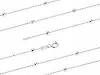 Srebrny Łańcuszek Kulkowy Diamentowany 1mm z Kulkami 3mm Ozdobny Łańcuch 42