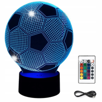LAMPKA NOCNA LED PIŁKA NOŻNA BIURKOWA NA BIURKO 3D RGB PILOT DLA DZIECKA