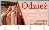 BANER REKLAMOWY 300x150cm różne wzory projekt w cenie ODZIEŻ NOWA UŻYWANA