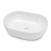 Umywalka Owalna Nablatowa Ceramiczna 49 cm Stawiana Połysk Biała ELIPSE