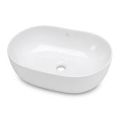 Umywalka Owalna Nablatowa Ceramiczna 49 cm Stawiana Połysk Biała ELIPSE
