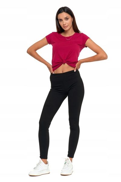 Moraj Prążkowane Damskie Legginsy z Wysokim Stanem 1500-013 czarny S/M zdjęcie 6