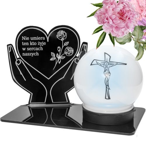 ZNICZ z Kulą Solarną na Grób STATUETKA LED NA CMENTARZ Wieczny Szkło Akryl na Arena.pl