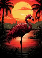 Plakat 50x70cm Flaming nad Wodą