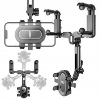 UCHWYT SAMOCHODOWY OBROTOWY NA TELEFON SMARTFON REGULACJA LUSTERKO WSTECZNE