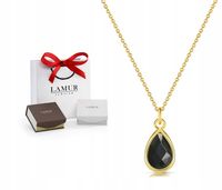 ZŁOTY NASZYJNIK CELEBRYTKA 585 ŁEZKA ONYKS+GRATISY