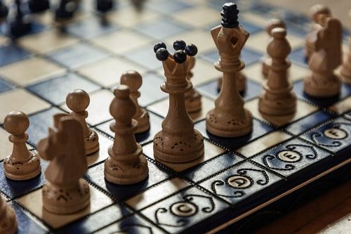 Szachy Senator niebieski/Szachy ozdobne/Szachy drewniane/ producent na Arena.pl