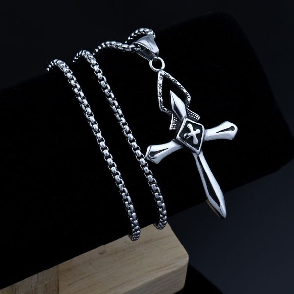 NASZYJNIK Srebrny Stal KRZYŻYK KRZYŻ MODLITWA 368 zdjęcie 7