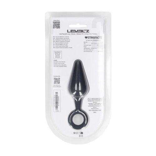 Silicone Anal Plug With Loop - M - Black na Arena.pl