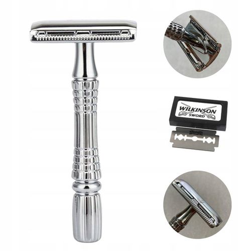 Tradycyjna Klasyczna Maszynka Do Golenia Z Lusterkiem + Żyletki Wilkinson na Arena.pl