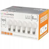 Zestaw 6x Żarówka LED E27 A60 10W=75W 1055lm Energooszczędna Brak Migotania