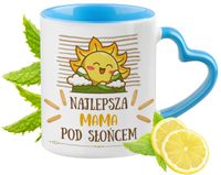 Dla Mamy Kubek Błękitny Z Uszkiem W Kształcie Serca Na Prezent Z Nadrukiem