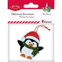 dekoracja drewniana pingwin 70x72mm boże narodzenie titanum