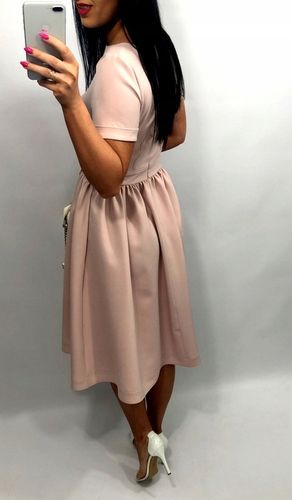 Sukienki Damskie Komunię Chrzciny Wesele Sukienka Elegancka Midi Błękit S na Arena.pl