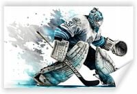 Fototapeta PREMIUM STRUKTURA ZMYWALANA bramkarz hokeista na białym tle