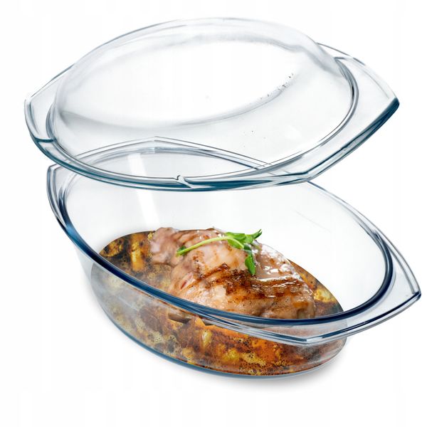 NACZYNIE ŻAROODPORNE OWALNE Z POKRYWĄ TRWAŁE 2,9L zdjęcie 1