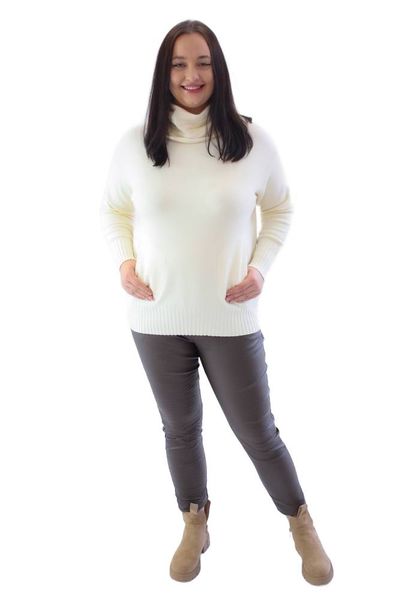 Sweter Golf z Kieszeniami Kremowy UNI zdjęcie 1
