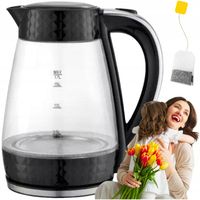 Czajnik elektryczny bezprzewodowy szklany czarny 1,7l 2200W Łucznik PK-2018