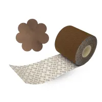 bye bra body tape 6,5cm x 5m + satynowe osłonki brązowe uniwersalne
