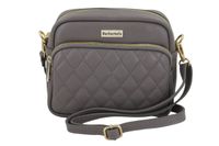 Torebka skórzana na ramię pikowana - Szara