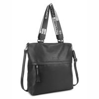 TOREBKA damska shopper eko skórzana z paskiem L043 czarna