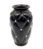 Czarny duży wazon glamour kryształki cyrkonie na kwiaty