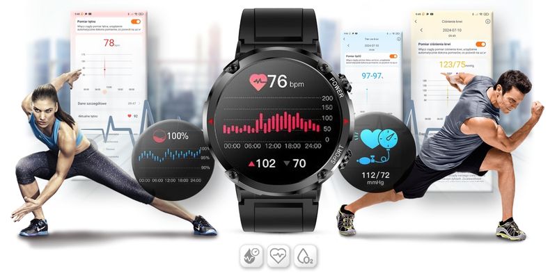 smartwatch gravity gt21-4 + czarny pasek silikonowy zdjęcie 14