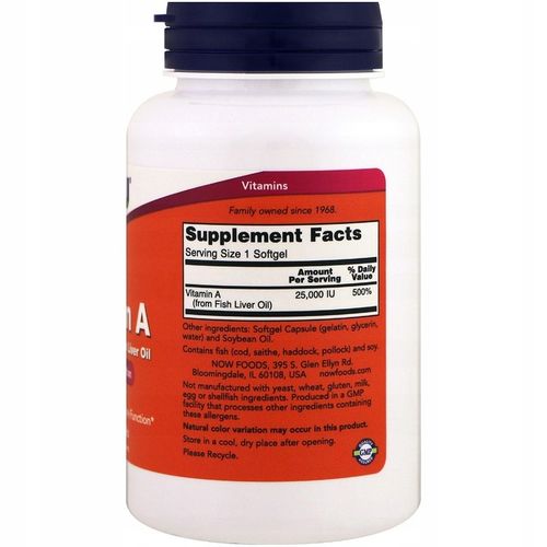 NOW FOODS WITAMINA A 25000IU 250SG WZROK SKÓRA na Arena.pl
