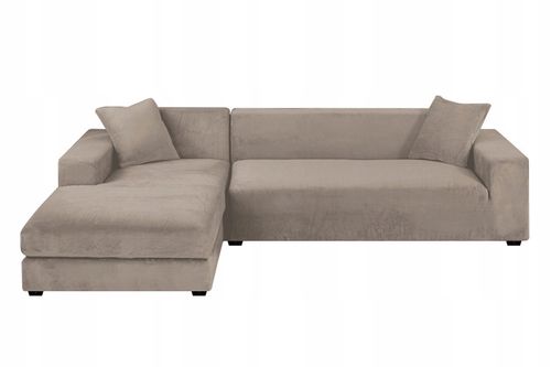 Pokrowiec Na Narożnik W Kształcie Litery ""L"" Beż Cappuccino Welur na Arena.pl